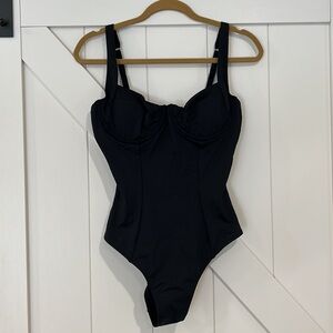 Cupshe Black Bodysuit One Piece with Sweetheart Neckline